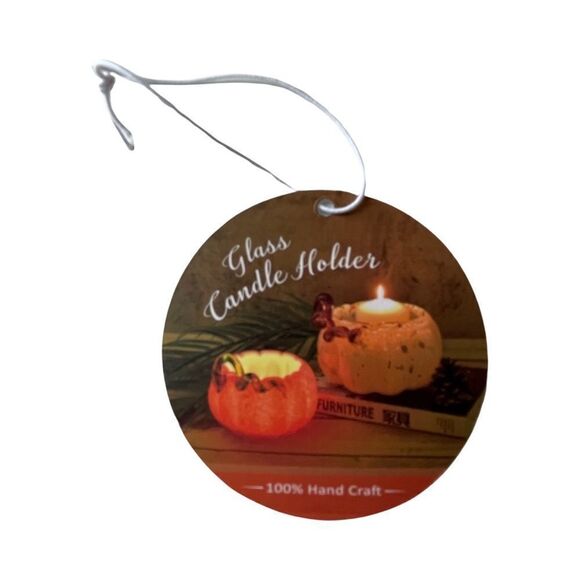 Hand Blown Art Glass Deco Pumpkin Bowl Vase Planter Swirl NWT - Picture 13 of 14